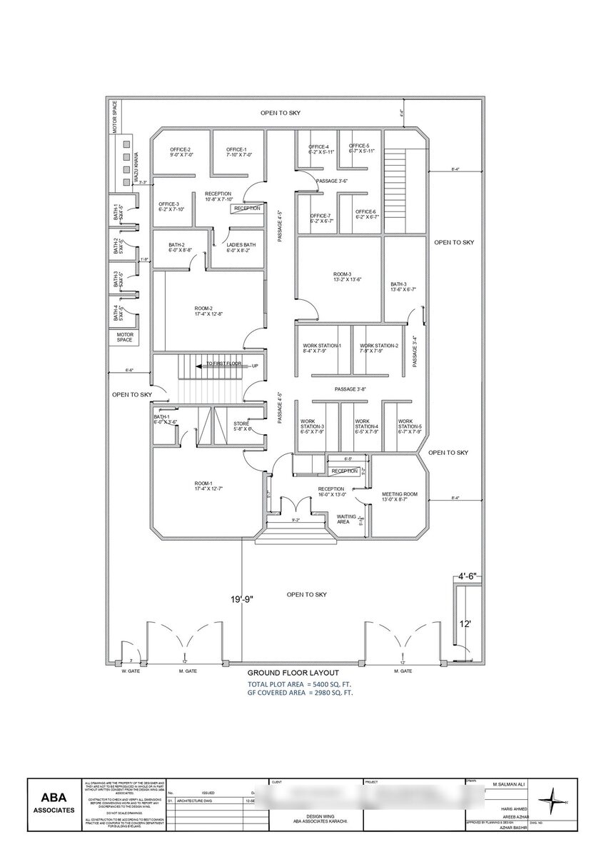 Ground floor layout drawing with ABA Associates title block