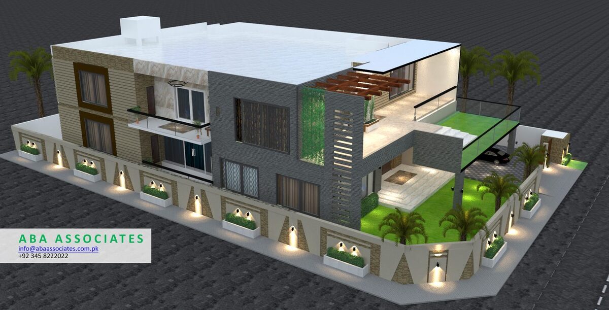 Residential villa architectural render by ABA Associates